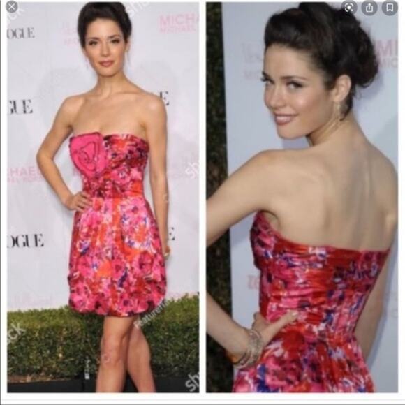 Bcbgmaxazria Strapless Begonia Combo Bubble Dress Size 12 BNWT - Picture 2 of 13